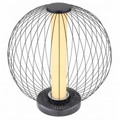 GLOBO runde LED Tischleuchte matt und skandinavische Kugel aus Käfigleuchte LED-Stab innen schwarzes Kabel Tischlampe schwarz und mit Schalter ø 33 cm