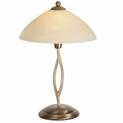 Steinhauer Rustikale klassische Tischleuchte - Alabasterglas creme - Bronze