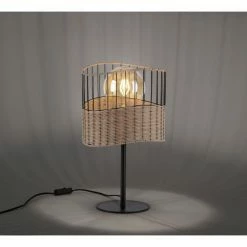 Leuchten Direkt Rustikale Korbleuchte mit Schnurschalter, Eisen Tischleuchte geflochten, schwarz, E27 -Tischleuchten Verkäufe rustikale korbleuchte mitschnurschaltereisen tischleuchte 11150 793 leuchtendirekt 1115079