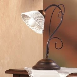 LHG Lights Rustikale Tischleuchte - Keramikschirme in Weiß - Metallkorpus - 1-flammig