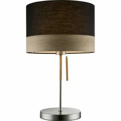 GLOBO Tischleuchte Ø 40cm Chipsy mit Holzfurnier mit Zugschalter -Tischleuchten Verkäufe schwarze tischleuchte 40cm 15222T1c1280x1280 globo 15222t1