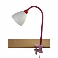 Niermann schwenkbare E14 Klemmleuchten Kinderleuchte rosa weiß Tischleuchte mit flexarm und Schalter 25 x 4,5 x 40 cm Lisa