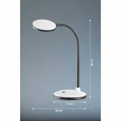 Fischer & Honsel schwenkbare LED Tischleuchte Flexarm Tischlampe weiß schwarz mit Schalter Warmweiß 14,30 x 36,50 cm -Tischleuchten Verkäufe schwenkbare led tischleuchte flexarm 50596V fischerhonsel 50596