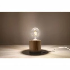 Sollux skandinavische zylindrische E27 Tischleuchte aus Holz Glühbirnen Tischlampe ideal für Filament-Leuchtmittel 10 cm