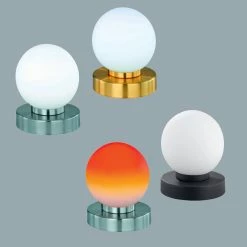 Reality Tischlampe, Kugel, Glas, Touchdimmer, Silber o. Dunkelbraun o. Messing