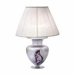 Kolarz Tischleuchte Anfora, Dekor Kiss Silver, Plisseeschirm, 90cm hoch
