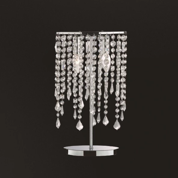 Ideal Lux Tischleuchte in Chrom mit geschliffenem Kristallbehang 3 Ideal Lux Tischleuchte in Chrom mit geschliffenem Kristallbehang