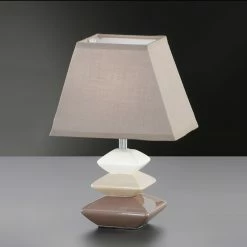 Fischer & Honsel Tischleuchte aus Keramik, Stein-Optik, eckig, E14 Fassung LED fähig, zwei Farben