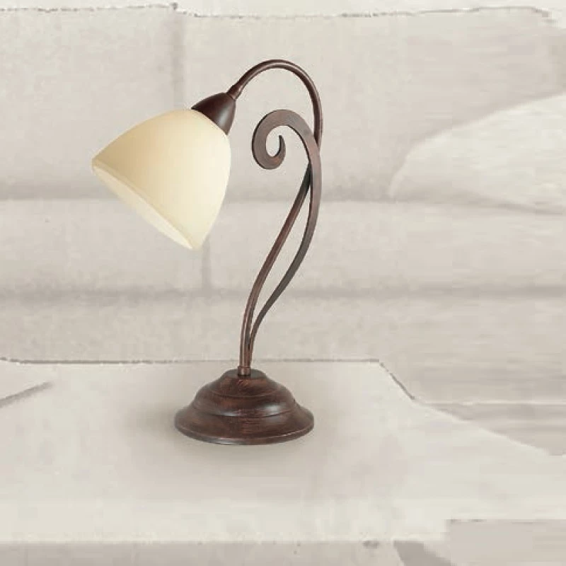 LAM Tischleuchte im Landhaus Stil - Made in Italy - Dunkelbraun - Glas creme, satiniert 3 LAM Tischleuchte im Landhaus Stil - Made in Italy - Dunkelbraun - Glas creme, satiniert