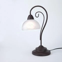 Reality Tischleuchte im Landhausstil, Modern Country Style, rostfarbend braun mit weißem Alabasterglas -Tischleuchten Verkäufe tischleuchte landhausstilmodern country stylerostfarbend 468882 reality r503124