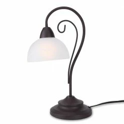 Reality Tischleuchte im Landhausstil, Modern Country Style, rostfarbend braun mit weißem Alabasterglas -Tischleuchten Verkäufe tischleuchte landhausstilmodern country stylerostfarbend 46888A reality r503124