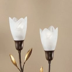 Hans Kögl Tischleuchte links oder rechts ausgerichtet mit gold patinierten Blättern und Alabastergläsern -Tischleuchten Verkäufe tischleuchte links oder rechts M783431 hanskgl