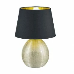 Reality Tischleuchte Luxor Vase Gold, Schirm Schwarz, H 35cm