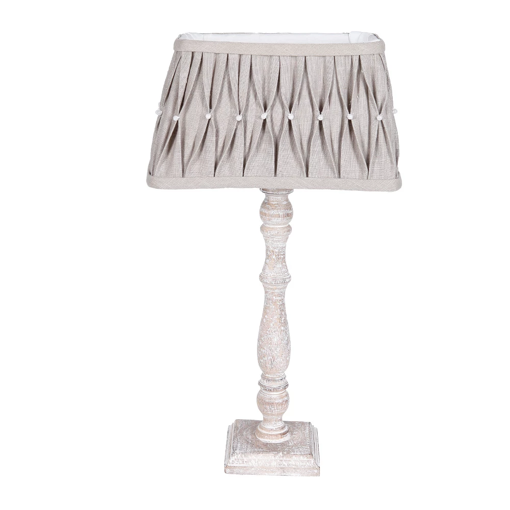 Dirk Davids Leuchten GmbH Tischleuchte mit Holzfuß und Stoffschirm in Grau 4 Dirk Davids Leuchten GmbH Tischleuchte mit Holzfuß und Stoffschirm in Grau – Bild 2