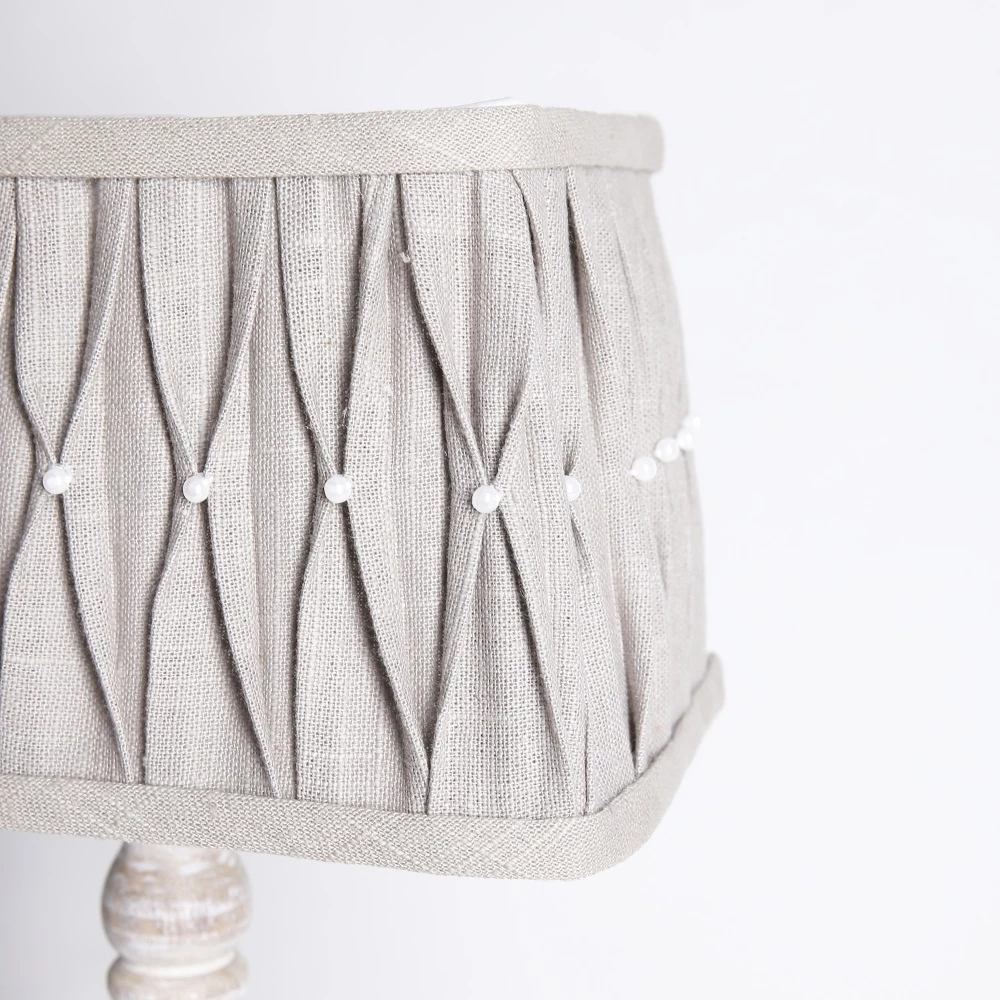 Dirk Davids Leuchten GmbH Tischleuchte mit Holzfuß und Stoffschirm in Grau 5 Dirk Davids Leuchten GmbH Tischleuchte mit Holzfuß und Stoffschirm in Grau – Bild 3