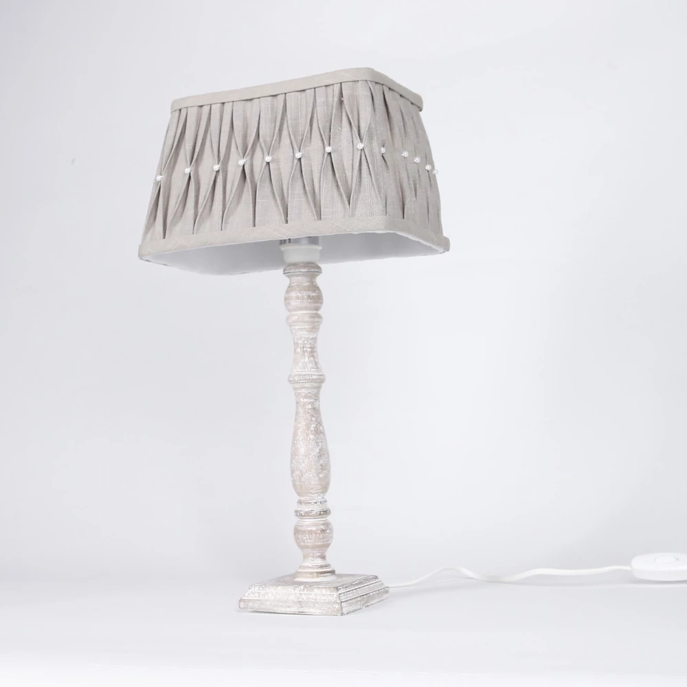 Dirk Davids Leuchten GmbH Tischleuchte mit Holzfuß und Stoffschirm in Grau 7 Dirk Davids Leuchten GmbH Tischleuchte mit Holzfuß und Stoffschirm in Grau – Bild 5