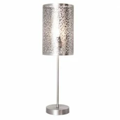 By Rydens Tischleuchte mit Muster, Schnurschalter, silber glänzend, E14, aus Metall