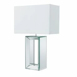 Searchlight Tischleuchte mit Spiegelglas und Stoffschirm in 2 Farben