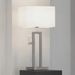 Herbert Schmidt Tischleuchte mit Stoffschirm creme - Höhe 63cm - 2 Oberflächen