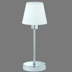 Trio Tischleuchte mit Touchdimmer in Chrom, Alabaster-Glas weiß