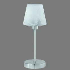 Trio Tischleuchte mit Touchdimmer in Nickel matt, Alabaster-Glas weiß