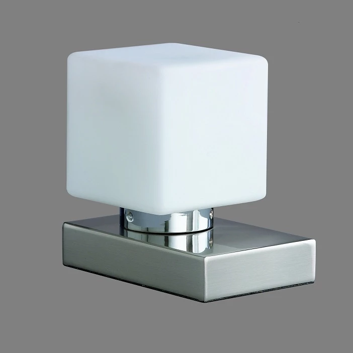 Trio Tischleuchte mit Touchdimmer in Nickel-matt und eckigem Opalglas 3 Trio Tischleuchte mit Touchdimmer in Nickel-matt und eckigem Opalglas