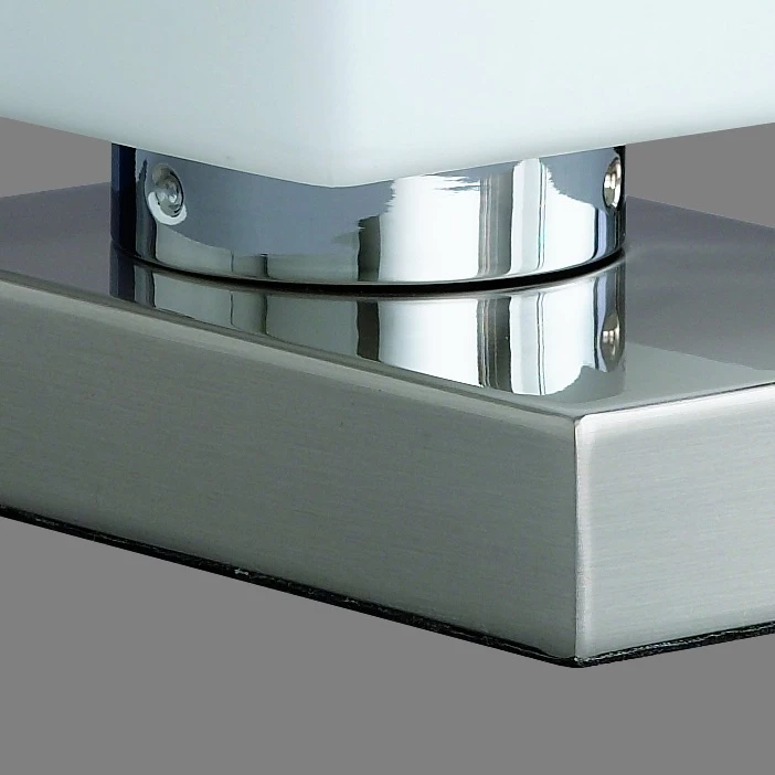 Trio Tischleuchte mit Touchdimmer in Nickel-matt und eckigem Opalglas 4 Trio Tischleuchte mit Touchdimmer in Nickel-matt und eckigem Opalglas – Bild 2