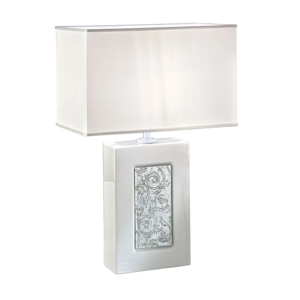 Kolarz Tischleuchte Sabrina, Dekor Toscana Silver, handgefertigt, Stoffschirm 3 Kolarz Tischleuchte Sabrina, Dekor Toscana Silver, handgefertigt, Stoffschirm