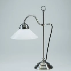 Berliner Messinglampen Tischleuchte verstellbar mit Opalglas 20 cm, 2 Oberflächen