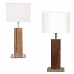 HerzBlut Tischleuchte, Baumwollschirm, Massivholz, Nussbaum o. Asteiche, H= 41cm