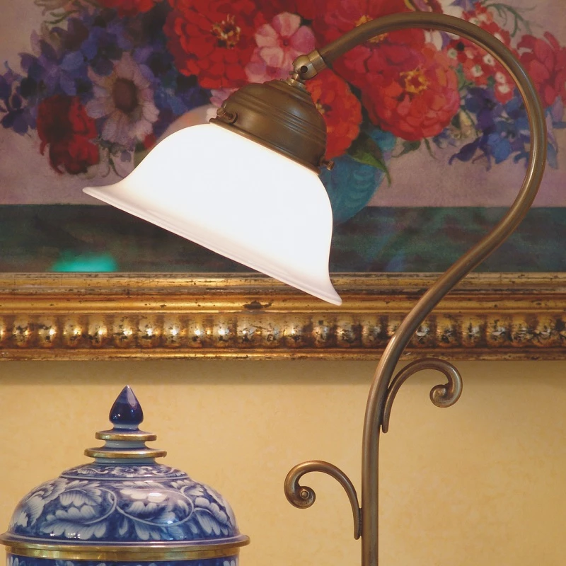 Berliner Messinglampen Tischleuchte, Berliner-Messing, Glas gewölbt, verstellbar 6 Berliner Messinglampen Tischleuchte, Berliner-Messing, Glas gewölbt, verstellbar – Bild 4