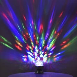 Leuchten Direkt Tischleuchte, Disco-Kugel, schwarz, rotierend, RGB Farben, D=8,8cm