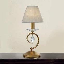 LAM Tischleuchte, Florentniner Stil, Stoffschirm, Silber oder Gold-Antik