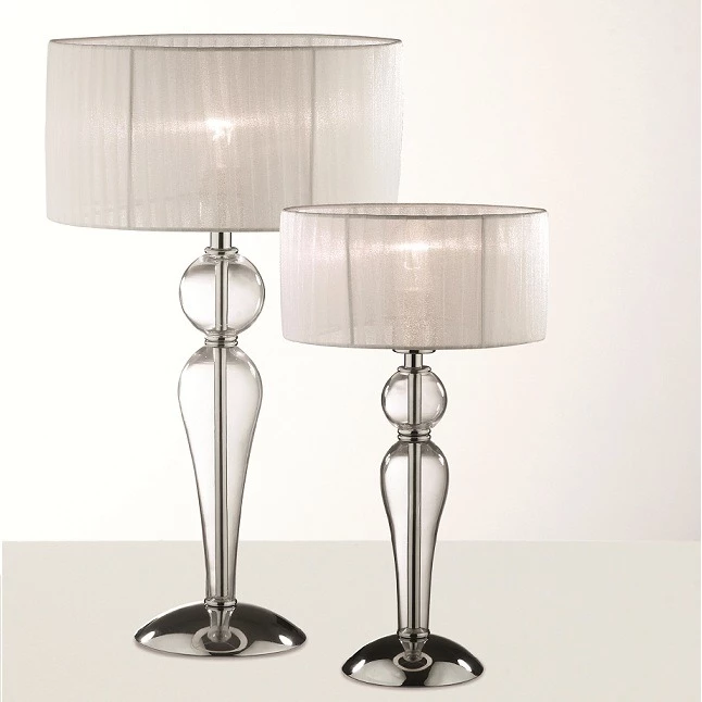 Ideal Lux Tischleuchte, Glasfuß, Plisseeschirm, elegant, LED geeignet, 2 Größen 4 Ideal Lux Tischleuchte, Glasfuß, Plisseeschirm, elegant, LED geeignet, 2 Größen – Bild 2