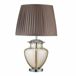 Searchlight Tischleuchte mit Glasfuß und Plissee-Lampenschirm, 2 Farben