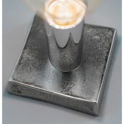 Fischer & Honsel Tischleuchte, industrial, 1-flammig, eckiger Fuß, E27, nickel silber, antik, Schnurschalter, retro -Tischleuchten Verkäufe tischleuchteindustrial1flammigeckiger fu e27nickel silberantikschnurschalterretro 50136bDetail02Fuss fischerhonsel 50136