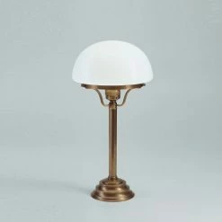 Berliner Messinglampen Tischleuchte, klassisch, Opalglas D 20 cm, Berliner-Messing