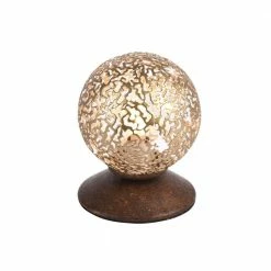 Paul Neuhaus Tischleuchte, Landhausstil, Kugelleuchte, Schnurschalter, Gold, Antikbraun