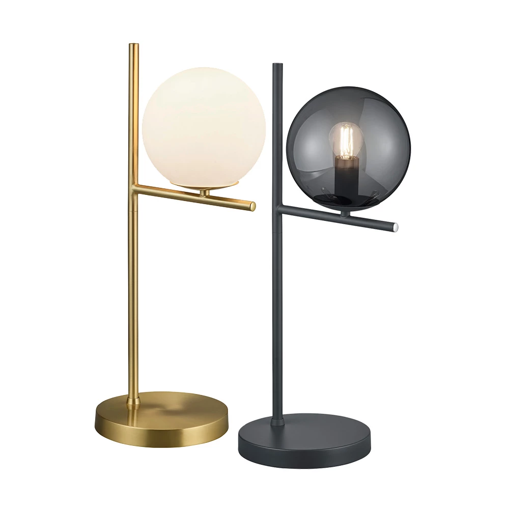 Trio Tischleuchte, Messing matt, Glasschirm, Schnurschalter, E14 3 Trio Tischleuchte, Messing matt, Glasschirm, Schnurschalter, E14