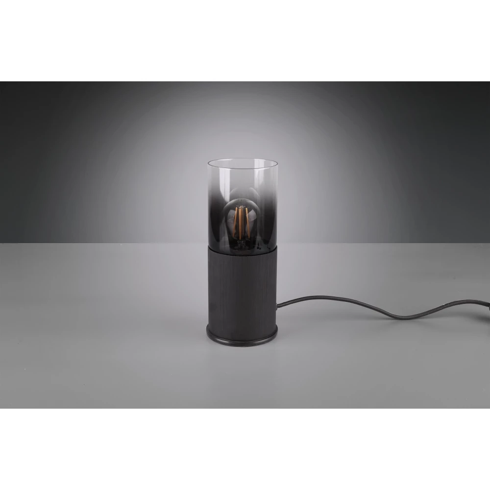 Trio Tischleuchte, schwarz, Rauchglas, 25cm hoch, für E27 LED Leuchtmittel 5 Trio Tischleuchte, schwarz, Rauchglas, 25cm hoch, für E27 LED Leuchtmittel – Bild 3