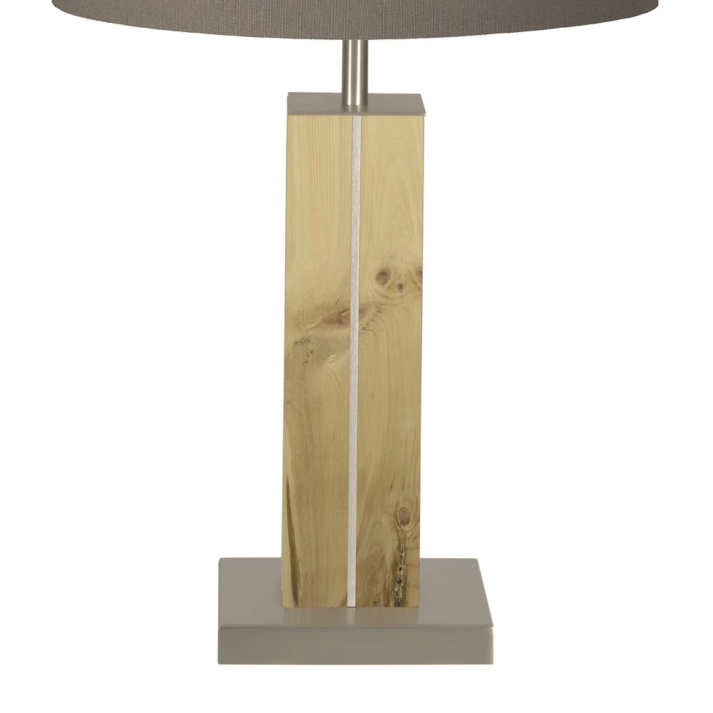 HerzBlut Tischleuchte, Stoffschirm, Taupe, Holzfuß, Nussbaum o. Eiche o. Zirbe 5 HerzBlut Tischleuchte, Stoffschirm, Taupe, Holzfuß, Nussbaum o. Eiche o. Zirbe – Bild 3