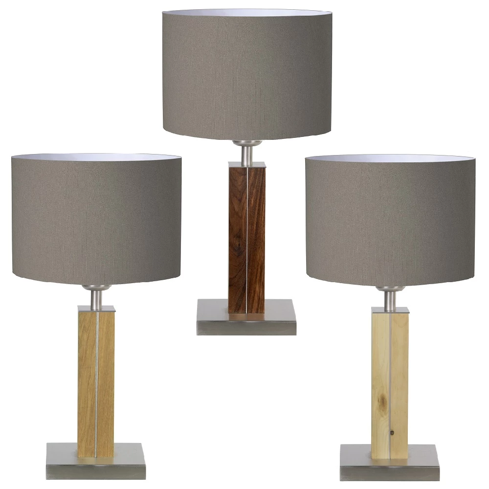 HerzBlut Tischleuchte, Stoffschirm, Taupe, Holzfuß, Nussbaum o. Eiche o. Zirbe 3 HerzBlut Tischleuchte, Stoffschirm, Taupe, Holzfuß, Nussbaum o. Eiche o. Zirbe