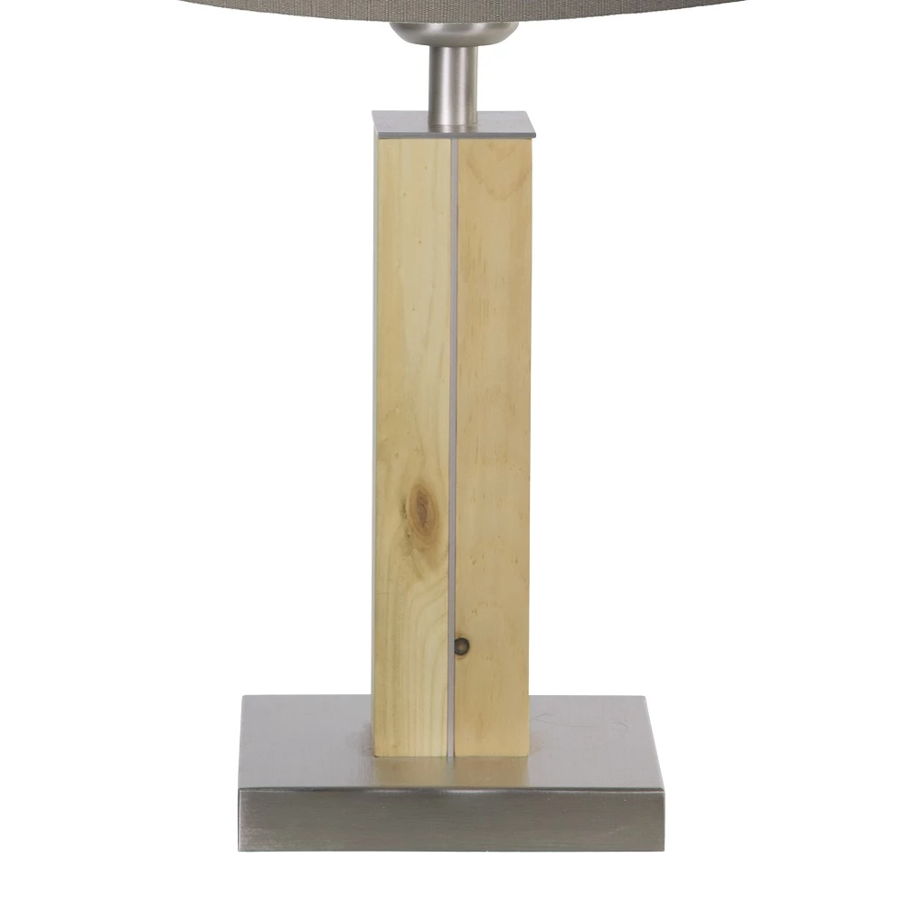 HerzBlut Tischleuchte, Stoffschirm, Taupe, Holzfuß, Nussbaum o. Eiche o. Zirbe 5 HerzBlut Tischleuchte, Stoffschirm, Taupe, Holzfuß, Nussbaum o. Eiche o. Zirbe – Bild 3