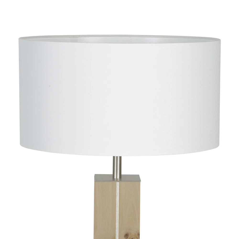 HerzBlut Tischleuchte, Stoffschirm, Weiß, Holzfuß, Eiche o. Nussbaum o. Zirbe 4 HerzBlut Tischleuchte, Stoffschirm, Weiß, Holzfuß, Eiche o. Nussbaum o. Zirbe – Bild 2