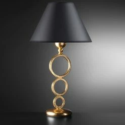 FERRO LUCE Tischleuchte - Textillampenschirm in Schwarz - 2 Oberflächen