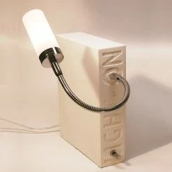 Top Light Buchstütze Light on Weiß-matt, Kopf Pisa, Flexarm 30cm